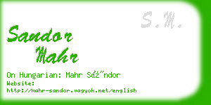 sandor mahr business card